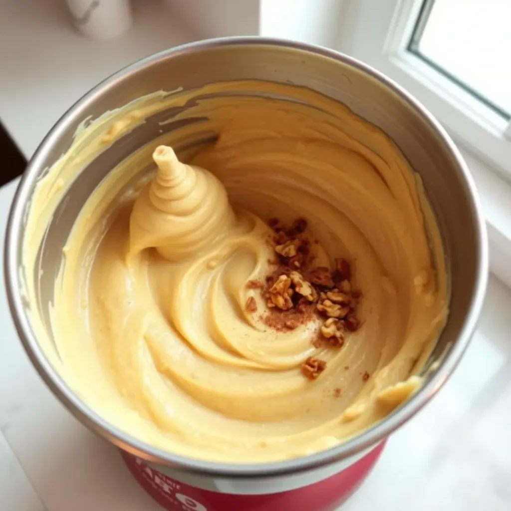 A close-up of a bowl filled with pre-measured banana bread mix, ready to be combined with mashed bananas, eggs, and oil.